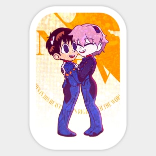 NGE: DANCE TO THE END KAWORU X SHINJI NERV LOGO ORANGE Sticker